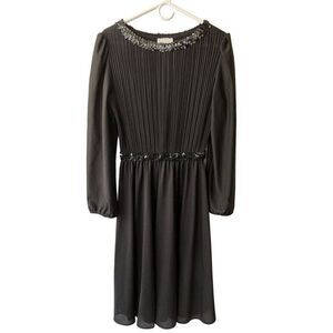 Vintage 70s Boston Maid Pleated Blouson Dress Womans Size 2XL Black